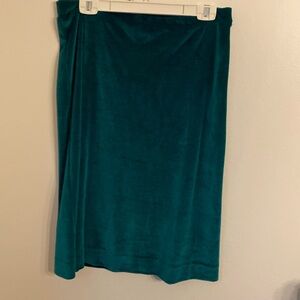 Green velvet pencil skirt